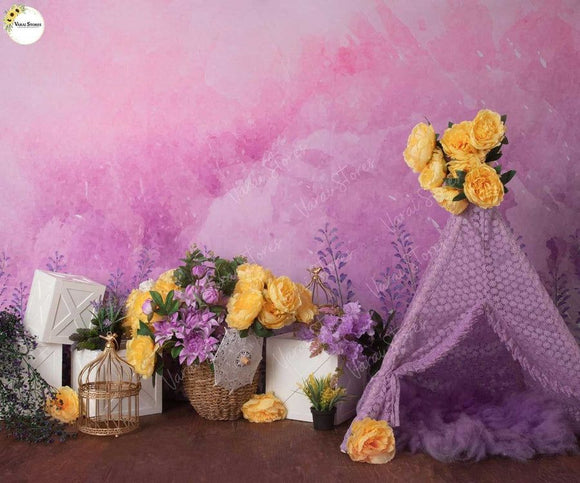 Floral Purple Field -Fabric (5x7) Feet