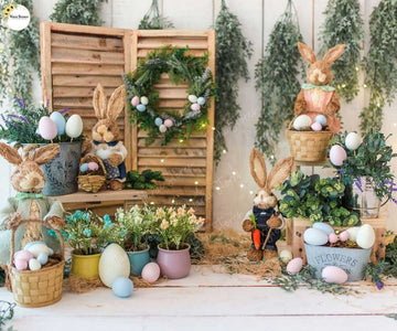Bunny White Garden - Fabric  (5x6) Feet