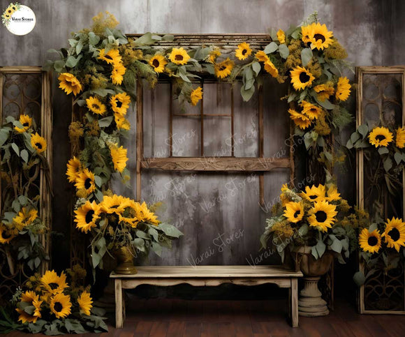 Sunflower Stand - Printed Baby Backdrop - FABRIC (PRE ORDER)