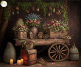 Floral Cart - Printed Baby Backdrop - FABRIC (PRE ORDER)
