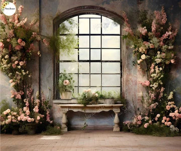 Floral Window - Printed Baby Backdrop - FABRIC (PRE ORDER)