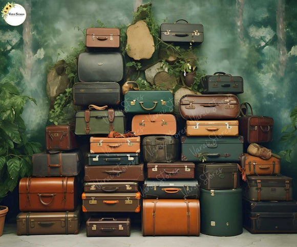 Suitcase Wall - Printed Baby Backdrop - FABRIC (PRE ORDER)