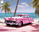 Barbie Car - Printed Baby Backdrop - FABRIC (PRE ORDER)