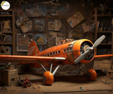 Orange Plane - Printed Baby Backdrop - FABRIC (PRE ORDER)