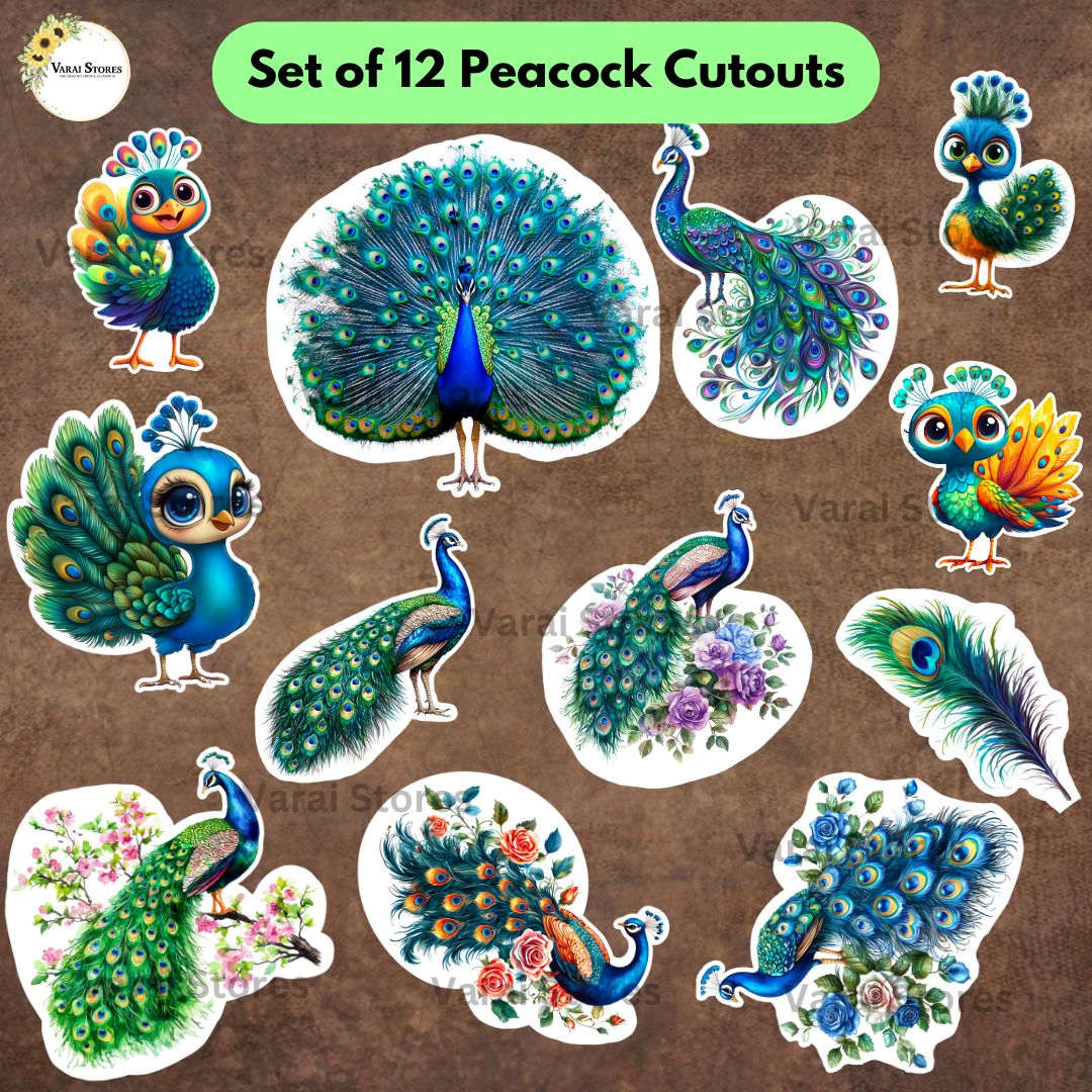 Peacock  Cutouts (Set Of 12)