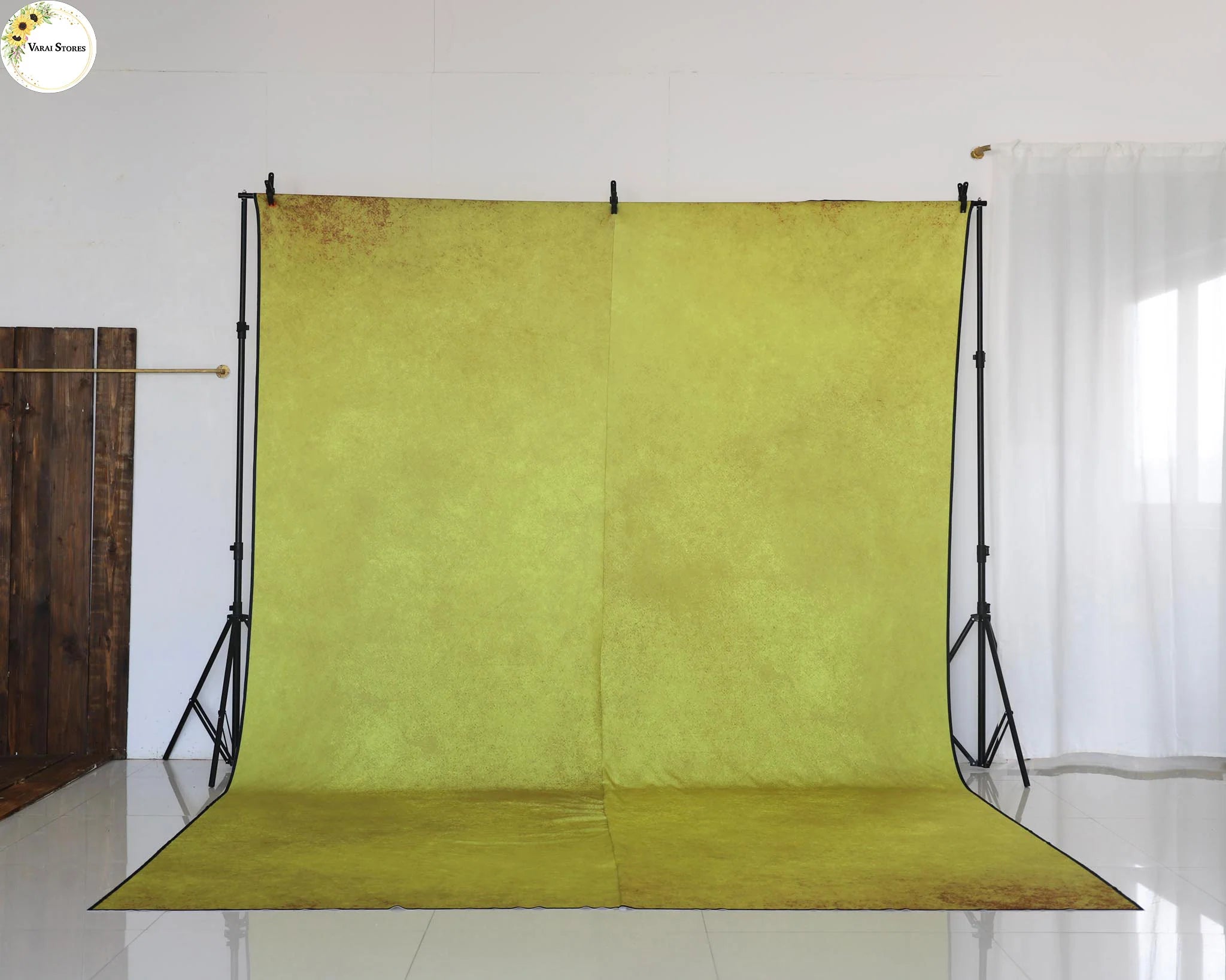 Textured Mustard Yellow - Printed  Lifestyle  Backdrop - PREMIUM  FABRIC