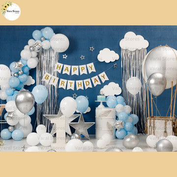 Blue Balloons and Clouds -   Baby Printed Backdrops - PREMIUM FABRIC