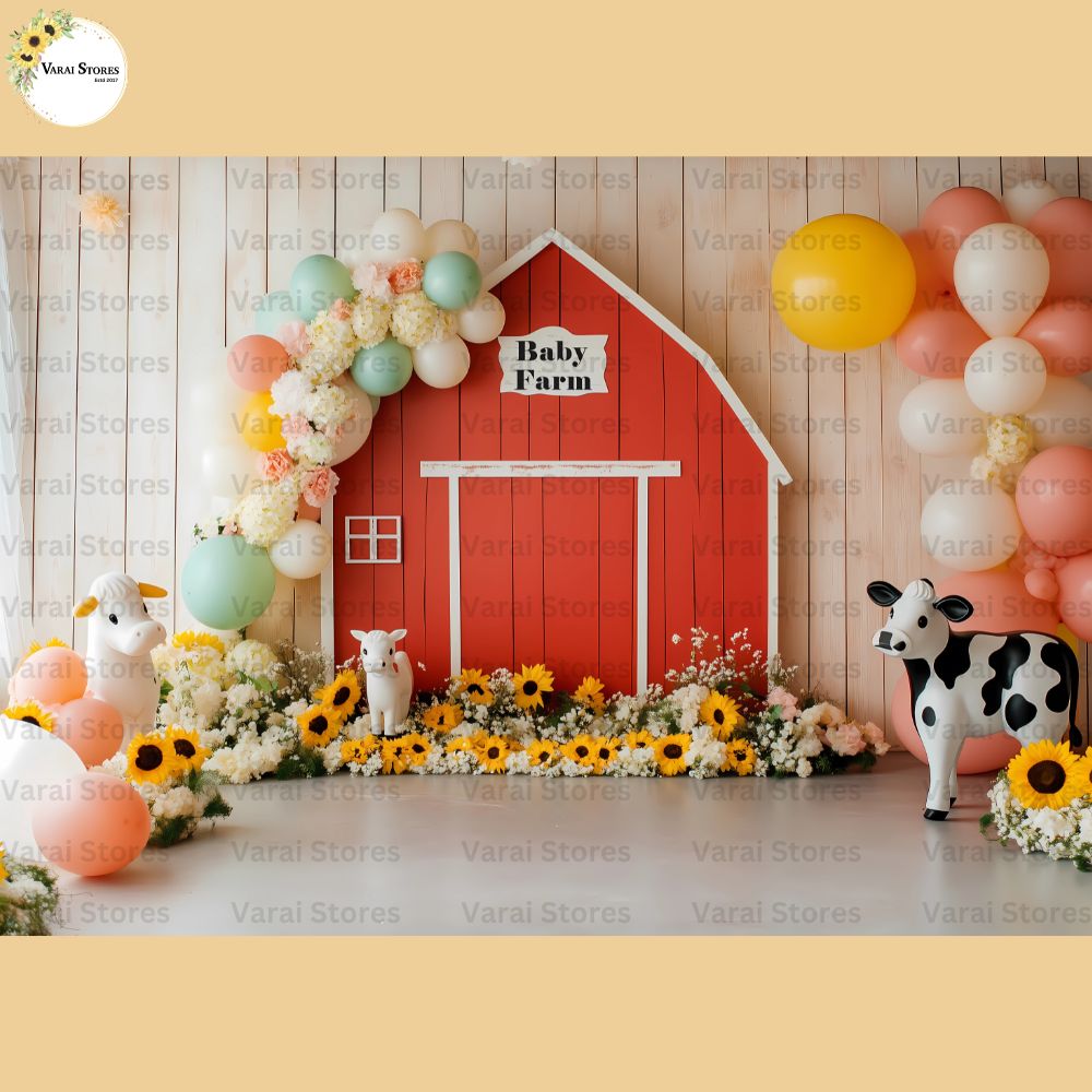 Farm Balloon - Baby Printed Backdrops - PREMIUM FABRIC