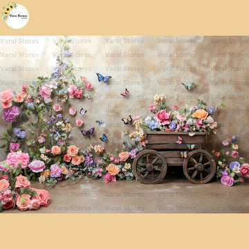 Floral Butterfly  - Baby Printed Backdrops - PREMIUM FABRIC
