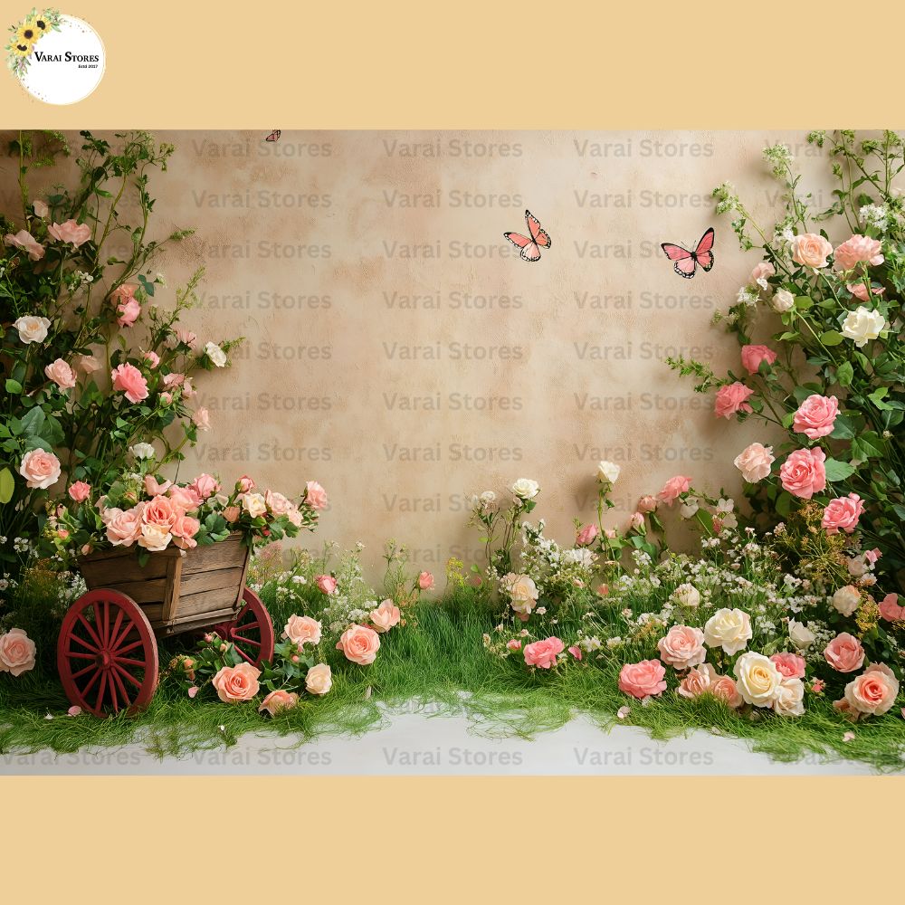 Flower Cart - Baby Printed Backdrops - PREMIUM FABRIC