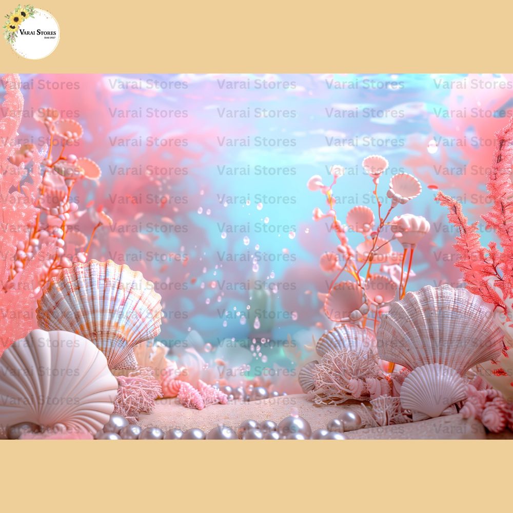 Pink Shell -  Baby Printed Backdrops - PREMIUM FABRIC