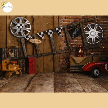 Vintage Garage -  Baby Printed Backdrops - PREMIUM FABRIC
