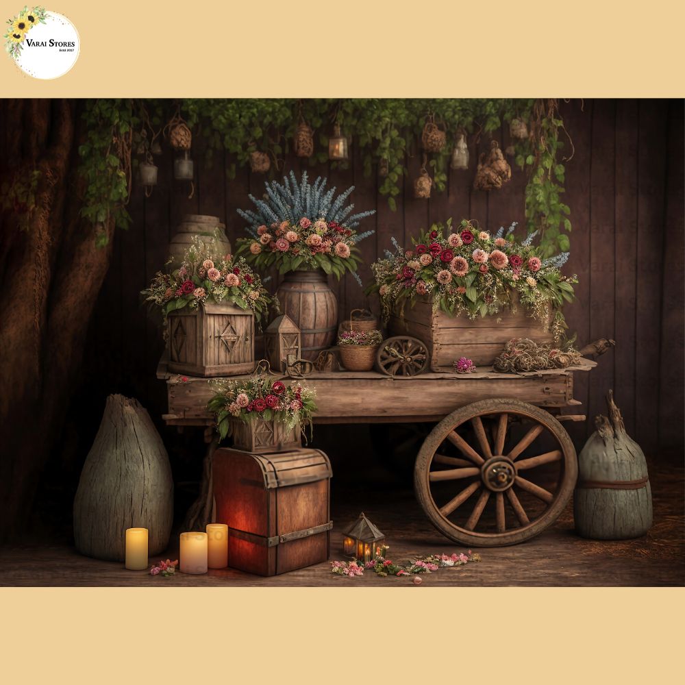 Floral Cart - Baby Printed Backdrops - PREMIUM FABRIC