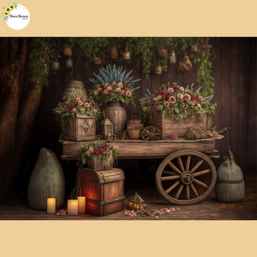 Floral Cart - Baby Printed Backdrops - PREMIUM FABRIC