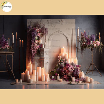 Candles and Flower - Baby Printed Backdrops - PREMIUM FABRIC