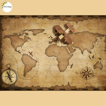 Travel Map -  Baby Printed Backdrops - PREMIUM FABRIC