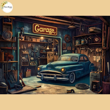 Car Garage (Type-2)  - Baby Printed Backdrops - PREMIUM FABRIC