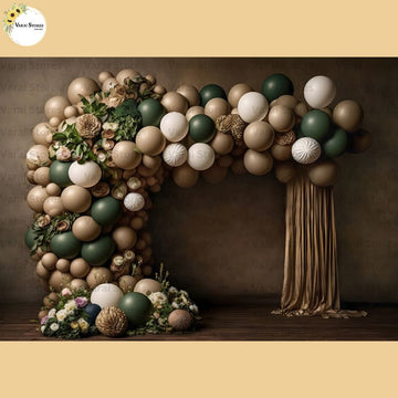 Green Balloons -   Baby Printed Backdrops - PREMIUM FABRIC
