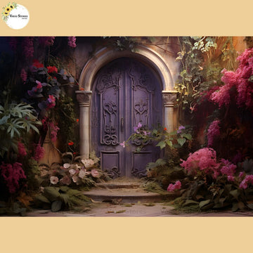 Rustic Purple Doorway -  Baby Printed Backdrops - PREMIUM FABRIC