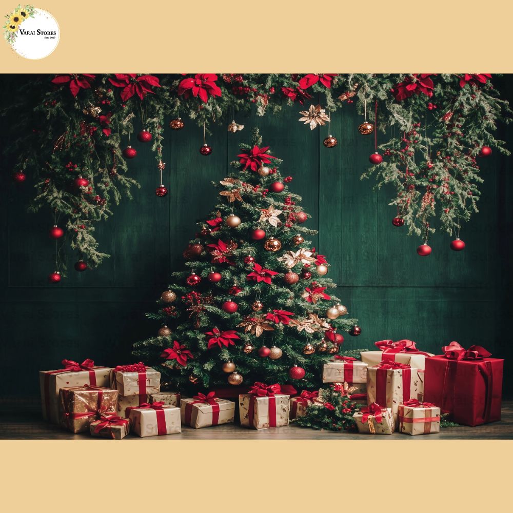 Christmas Tree And Gifts - Baby Printed Backdrops - PREMIUM FABRIC