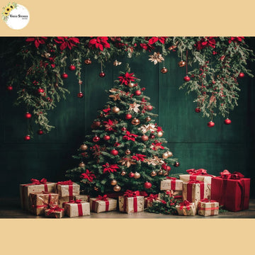 Christmas Tree And Gifts - Baby Printed Backdrops - PREMIUM FABRIC