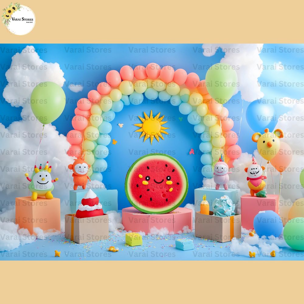 Cocomelon Balloon - Baby Printed Backdrops - PREMIUM FABRIC
