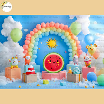 Cocomelon Balloon - Baby Printed Backdrops - PREMIUM FABRIC