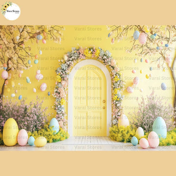 Yellow Pastel Castle  -  Baby Printed Backdrops - PREMIUM FABRIC