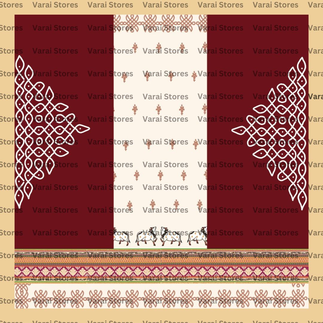 Red Kolam - Fabric With Pole Pocket