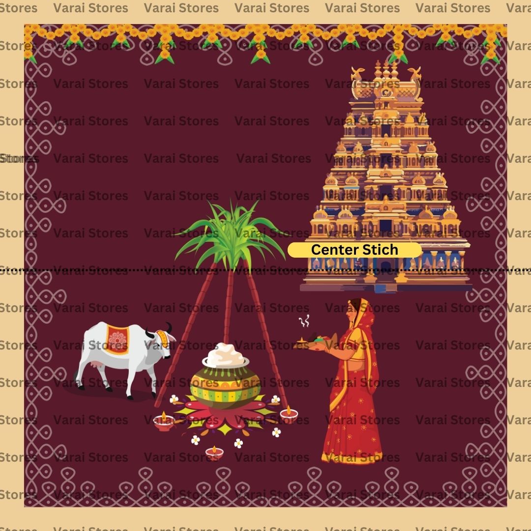 Temple Pongal - Fabric With Pole Pocket