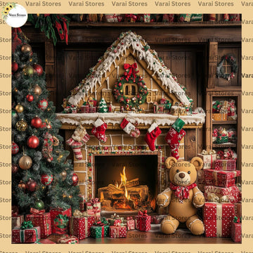 Christmas Teddy  - Fabric (8x8) Feet With Pole Pocket