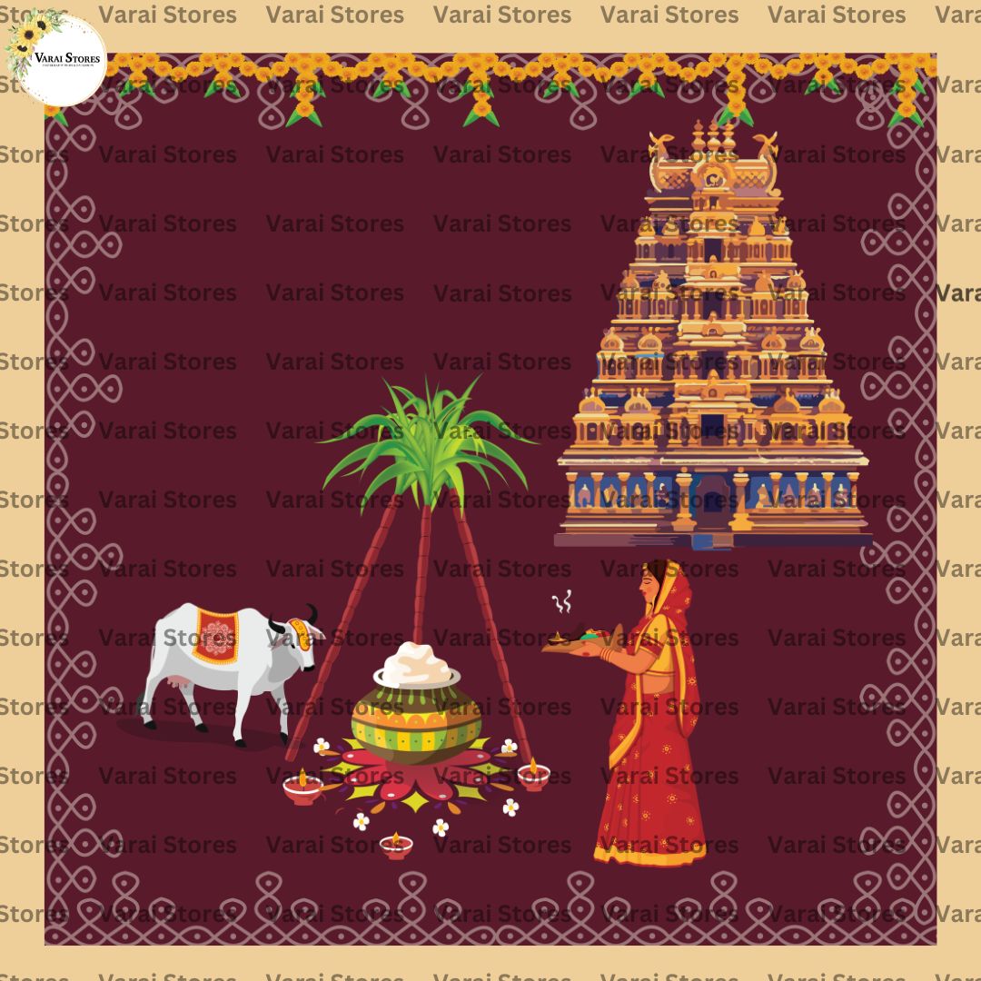 Temple Pongal - Fabric With Pole Pocket