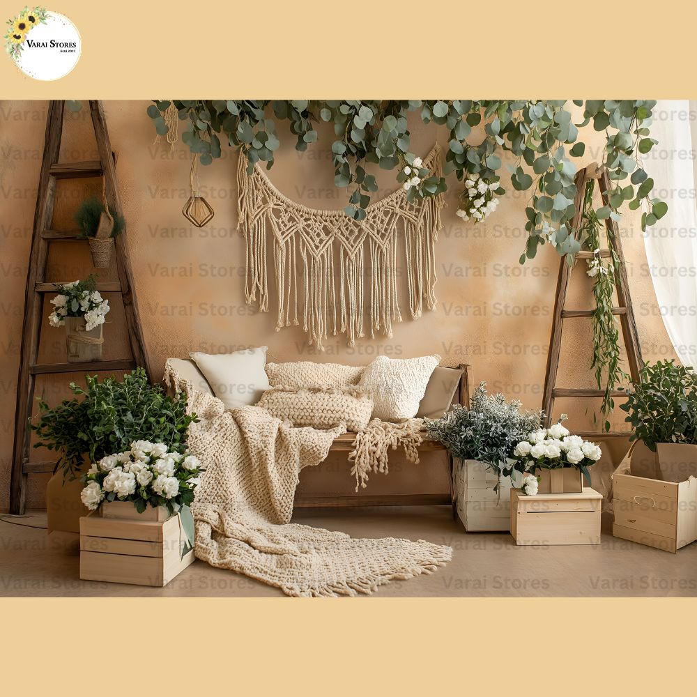 Boho Leafs - Baby Printed Backdrops - PREMIUM FABRIC