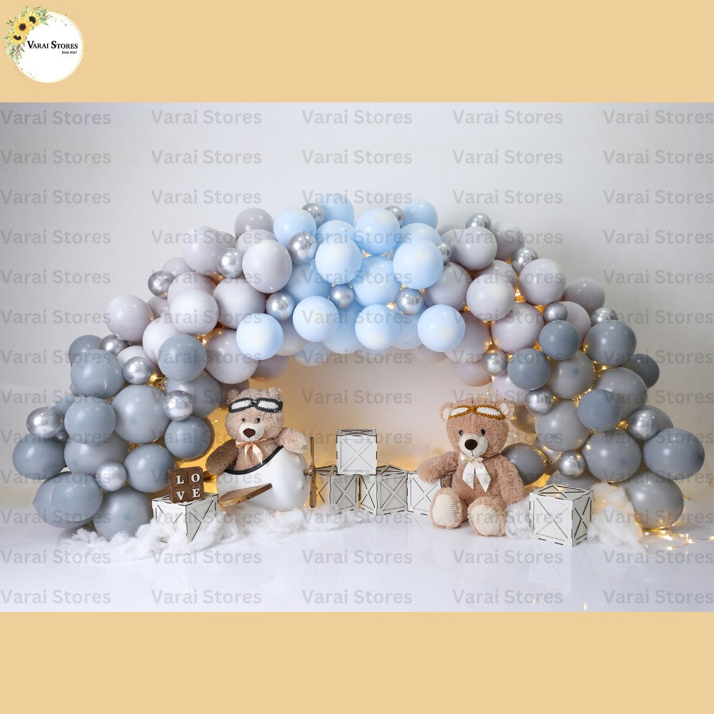 Blue Teddy -  Baby Printed Backdrops - PREMIUM FABRIC