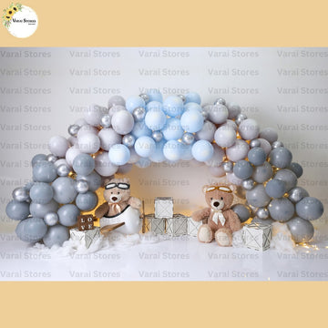 Blue Teddy -  Baby Printed Backdrops - PREMIUM FABRIC