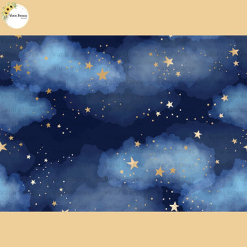 Blue Sky and Golden Stars -  Baby Printed Backdrops - PREMIUM FABRIC