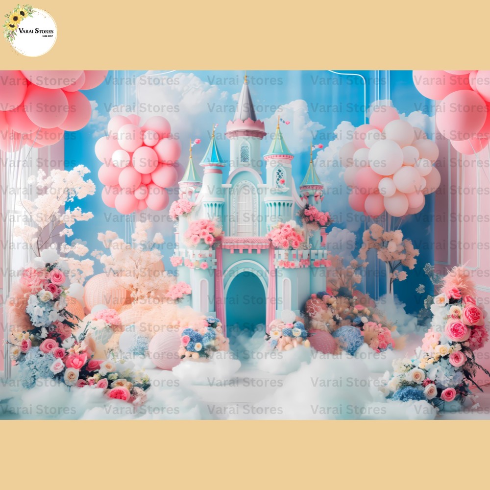 Balloon Disney Castle - Baby Printed Backdrops - PREMIUM FABRIC