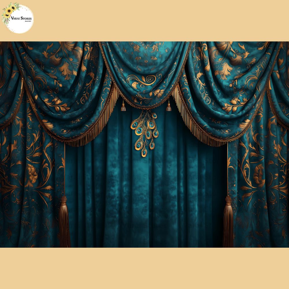 Peacock Blue Curtain -  Fabric (5x8) Feet