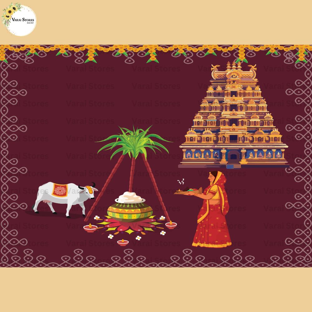 Temple Pongal  - Baby Printed Backdrops - PREMIUM FABRIC