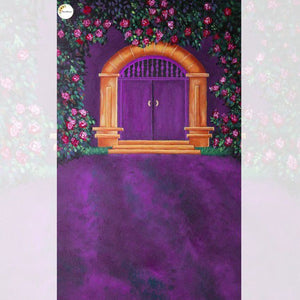 Portrait Purple Doorway - Printed Baby Backdrop - FABRIC (PRE ORDER)