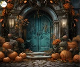 Blue Orange Doorway - Printed Baby Backdrop - FABRIC (PRE ORDER)