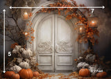 Boho Pumpkin Doorway - Printed Baby Backdrop - FABRIC (PRE ORDER)