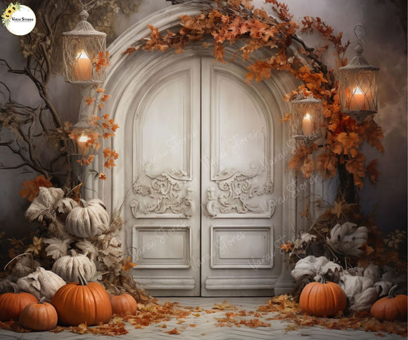 Boho Pumpkin Doorway - Printed Baby Backdrop - FABRIC (PRE ORDER)