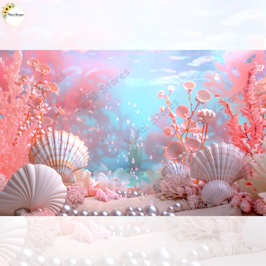 Shell Cloth Backdrop Pink Shell - Printed Baby Backdrop - FABRIC (PRE ORDER)