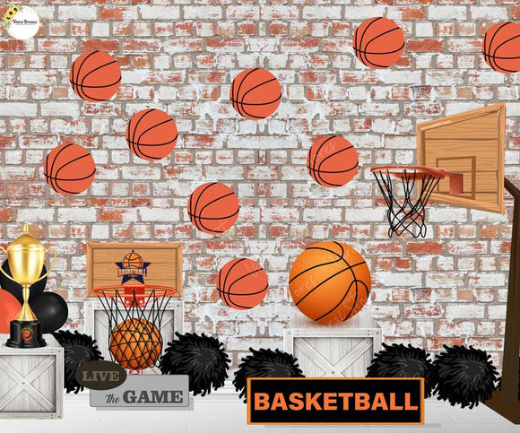 Basket Ball - Printed Baby Backdrop - FABRIC (PRE ORDER)