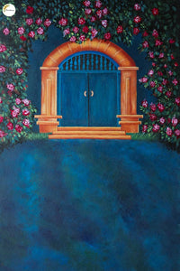 Turquoise Doorway - Printed Maternity Backdrop