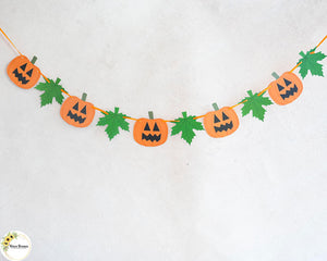 Pumpkin and Autum Leaves - Bunting
