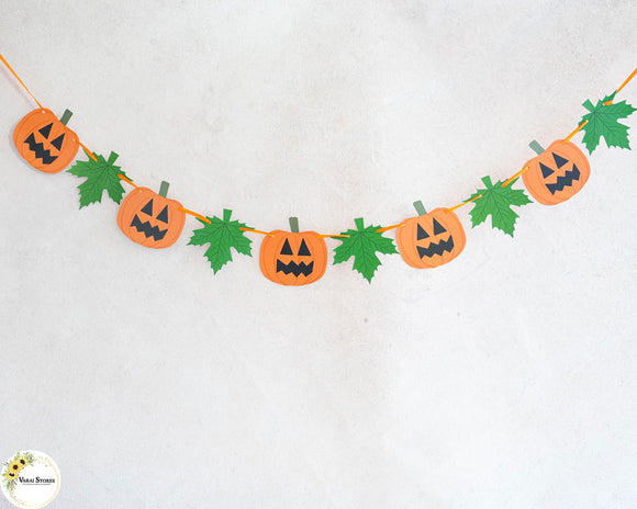 Pumpkin and Autum Leaves - Bunting