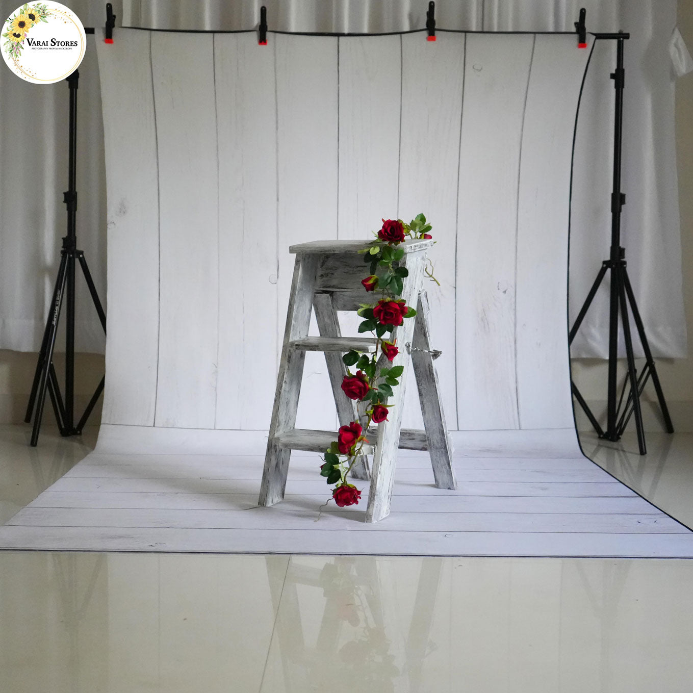 Portrait White Wood - Baby Printed Backdrops - PREMIUM FABRIC