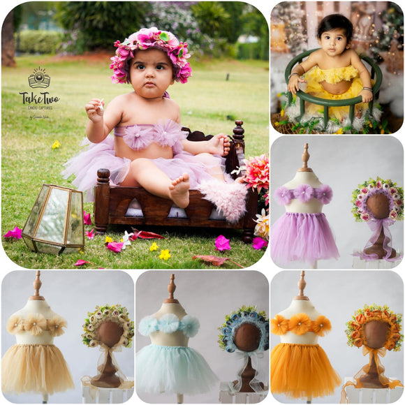 Tutu Dress With Bonnet Set